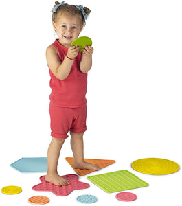 Sensory Tiles - Learning Toys for Kids - Set of 10 Safe Non-Slip Non-Toxic Silicone Stepping Pads Promotes Communication and Concentration Engages The Senses Helps Calm and Relax