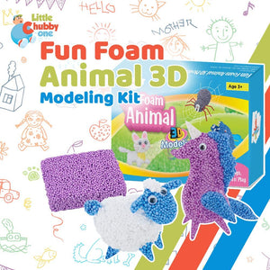 LITTLE CHUBBY ONE Fun Foam Animal 3D Modeling Kit - Fun and Educational DIY Toy for Kids for Girls and Boys - Ideas for Children Activities Age 2 3 4 5 6 7 8 9 10